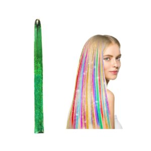 Colorful Fairy Tinsel Hair Extensions - GREEN