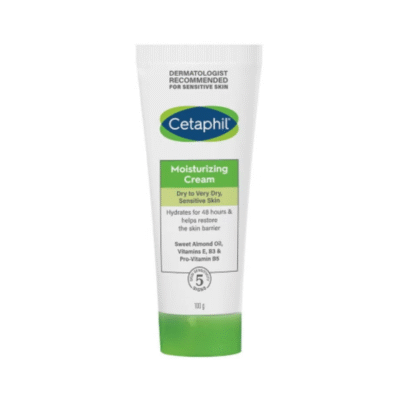 CETAPHIL - Moisturizing Cream for Dry to Very Dry Sensitive Skin, Non-Comedogenic, Hydrates for 48 hours & helps restore the skin barrier, Sweet Almond Oil, Vitamins E, B3 & Pro-Vitamin B5 With Niacinamide And Vitamin B5, Unscented 100grams
