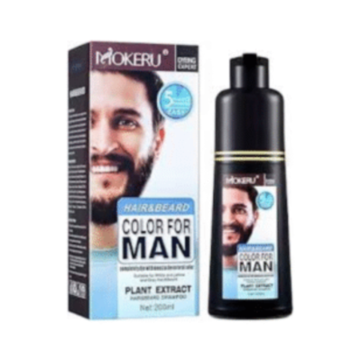 MOKERU - Hair & Beard Dye for Men Black, Long Lasting Beard color for men,Black Mustache & Beard Dye Shampoo,100% Gray Hair Coverage in Minutes - 200ml