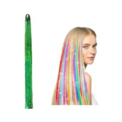 Colorful Fairy Tinsel Hair Extensions - GREEN
