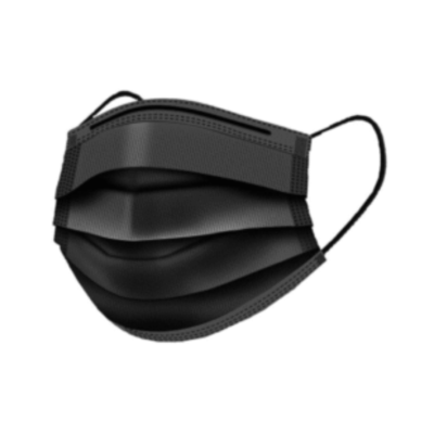 Face Masks 3 Ply Ear Loop Tie On Black - 50 Pieces