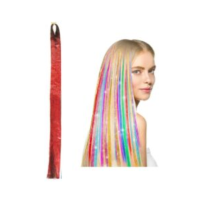Colorful Fairy Tinsel Hair Extensions - RED